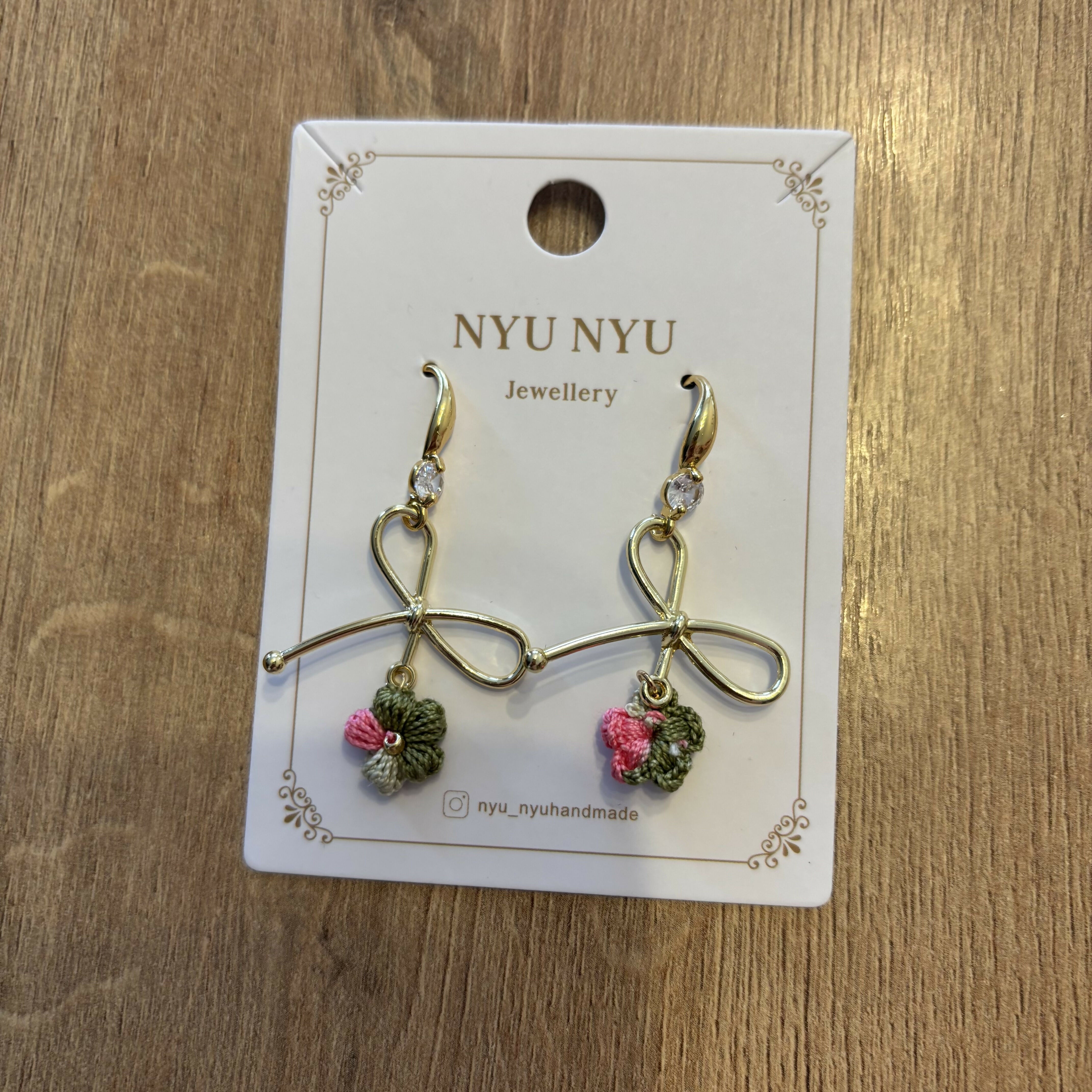 Micro Crochet Flower Dangles Earrings