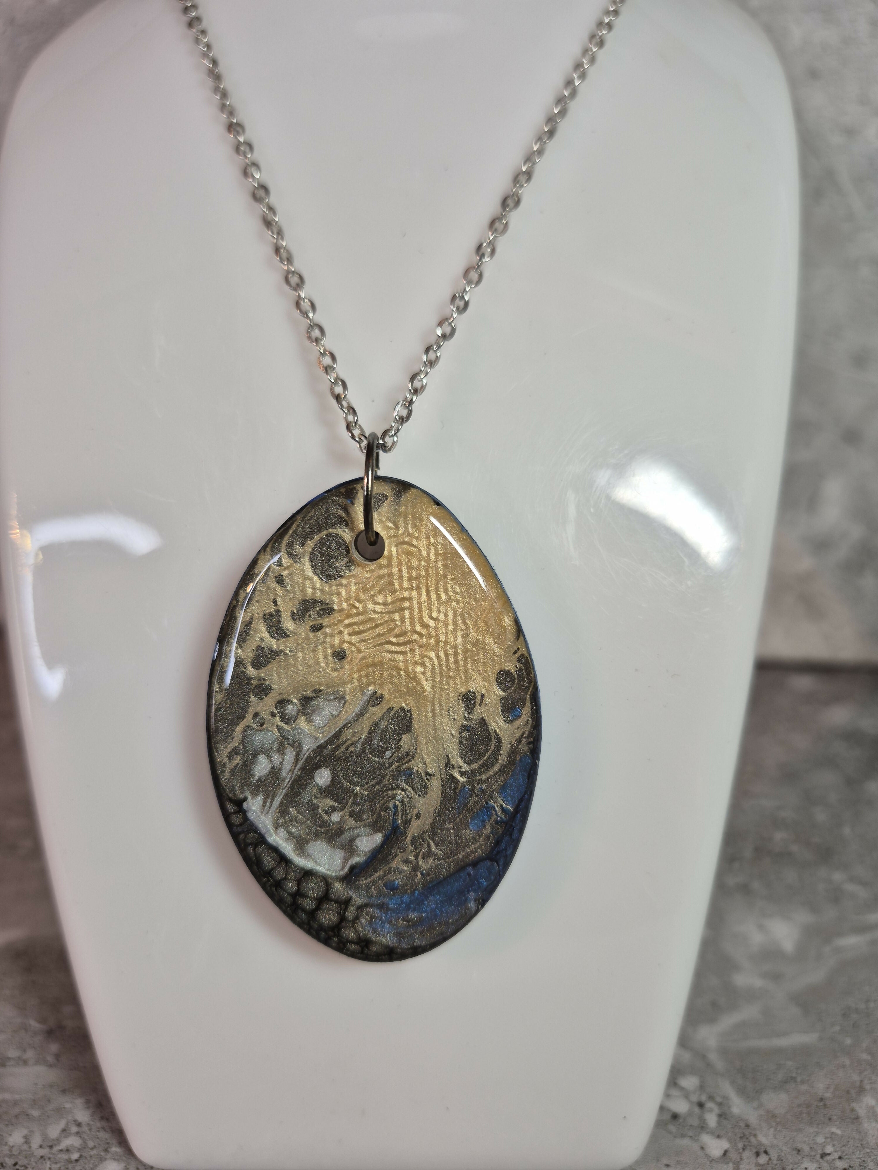 Unique Double Sided Hand Crafted Oval Multi Coloured Pendant