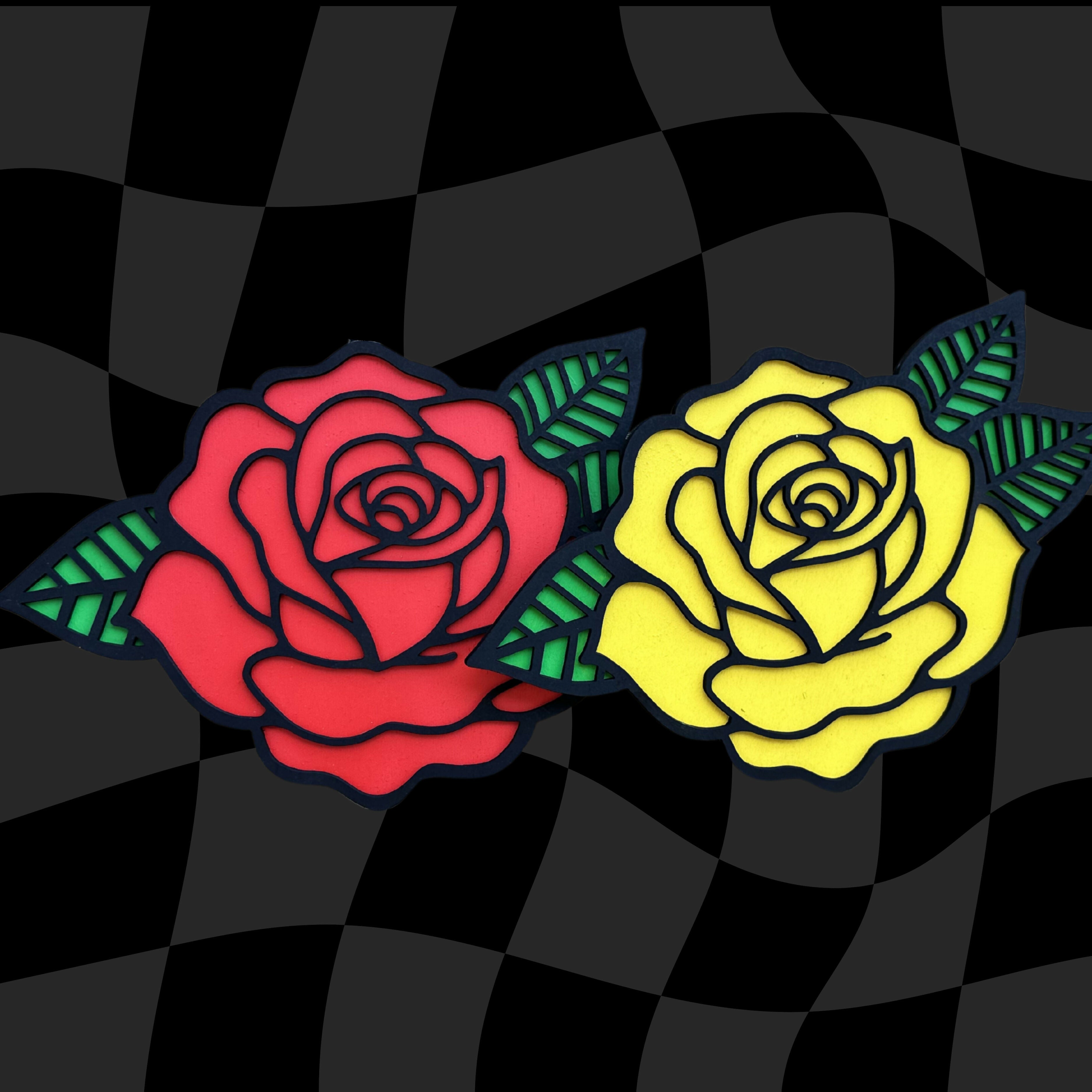 Traditional Rose Wall Art - Hand-Painted Wooden Wall Decor
