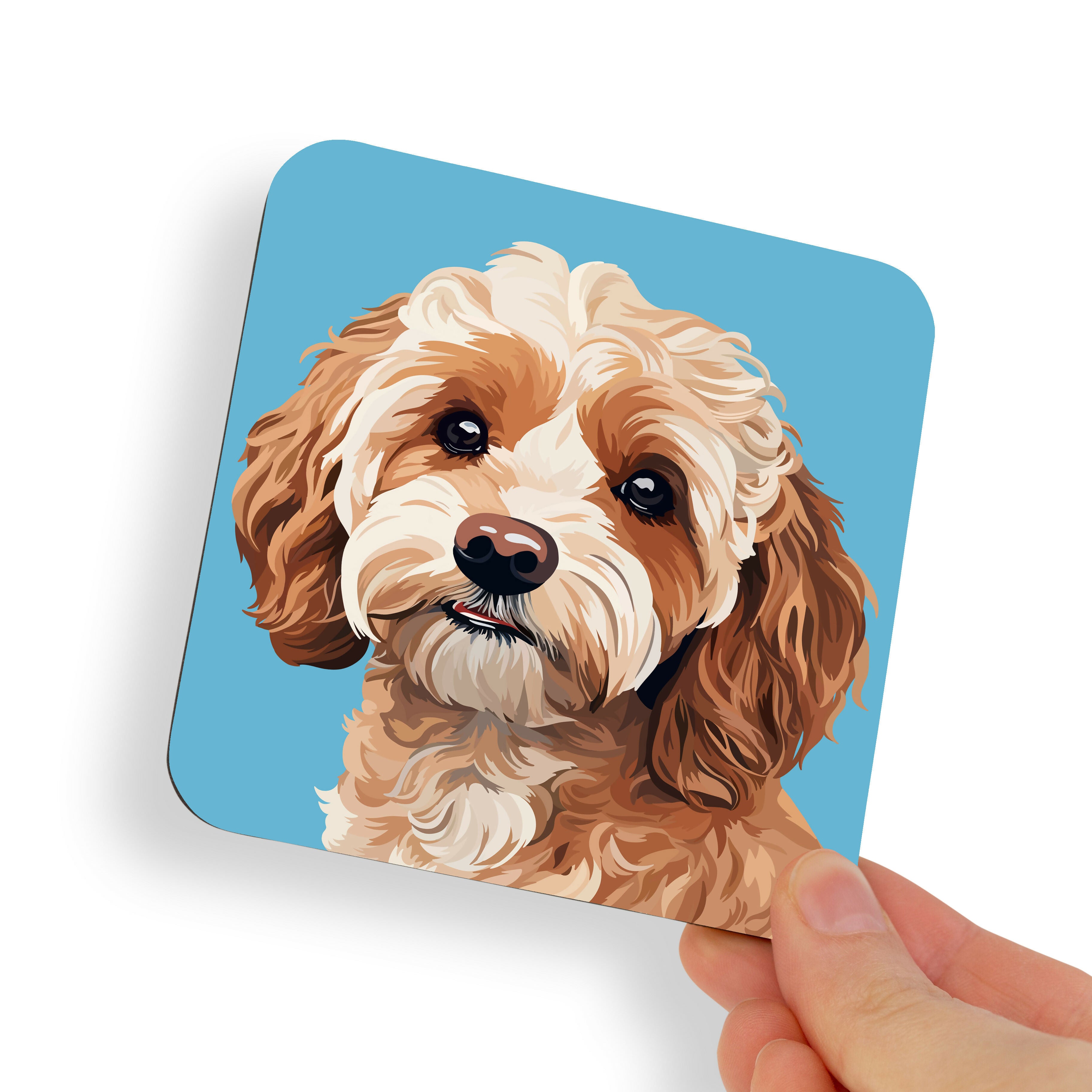 Cavapoo Beige Brown Dog Coaster