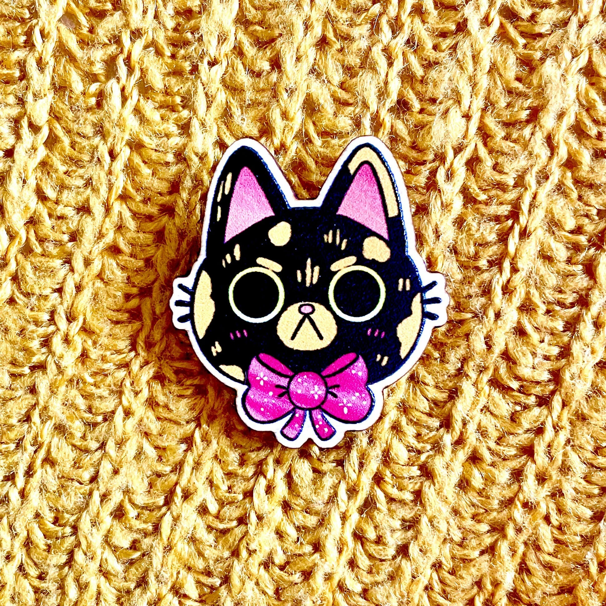Moody Cat Wooden Pin