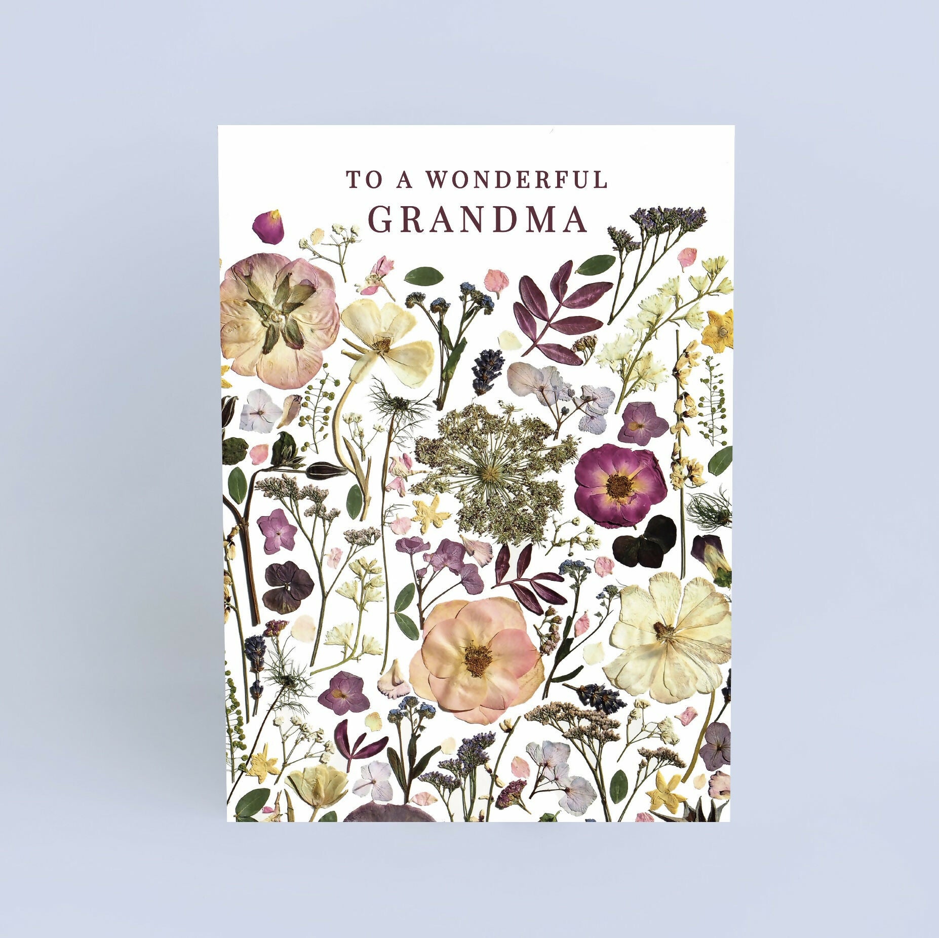 Wonderful Grandma Pink Pressed Flower Print Card