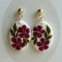 Pink Flower Oval Clay Earrings