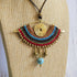 All-Seeing Eye Necklace; Turquoise Crystal Macramé Pendant With Handcrafted Brass Spiral Wire-Art