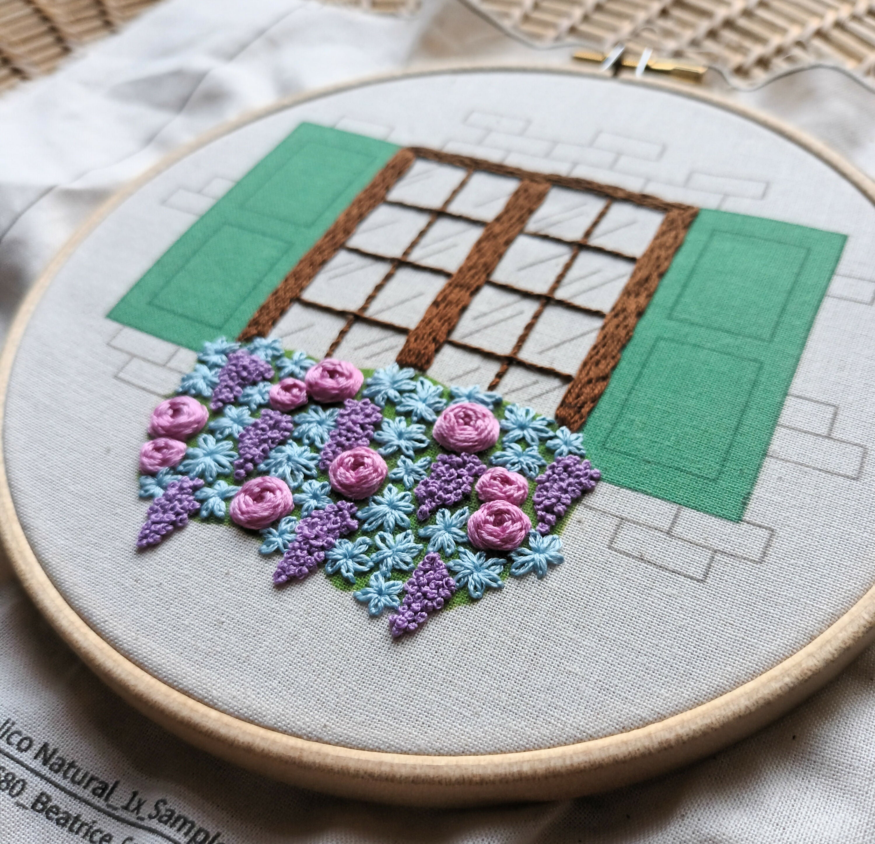 Preprinted Embroidery Pattern For Beginners - Window Flowers