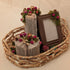 Floral Arrangement on Woven Basket Tray with Picture Frame