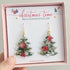 Real Christmas Tree Leaves and Red Flowers Earrings Gold Plated