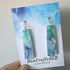 Navy Mint Stud Dangle Silver Earrings, Alcohol Ink Art