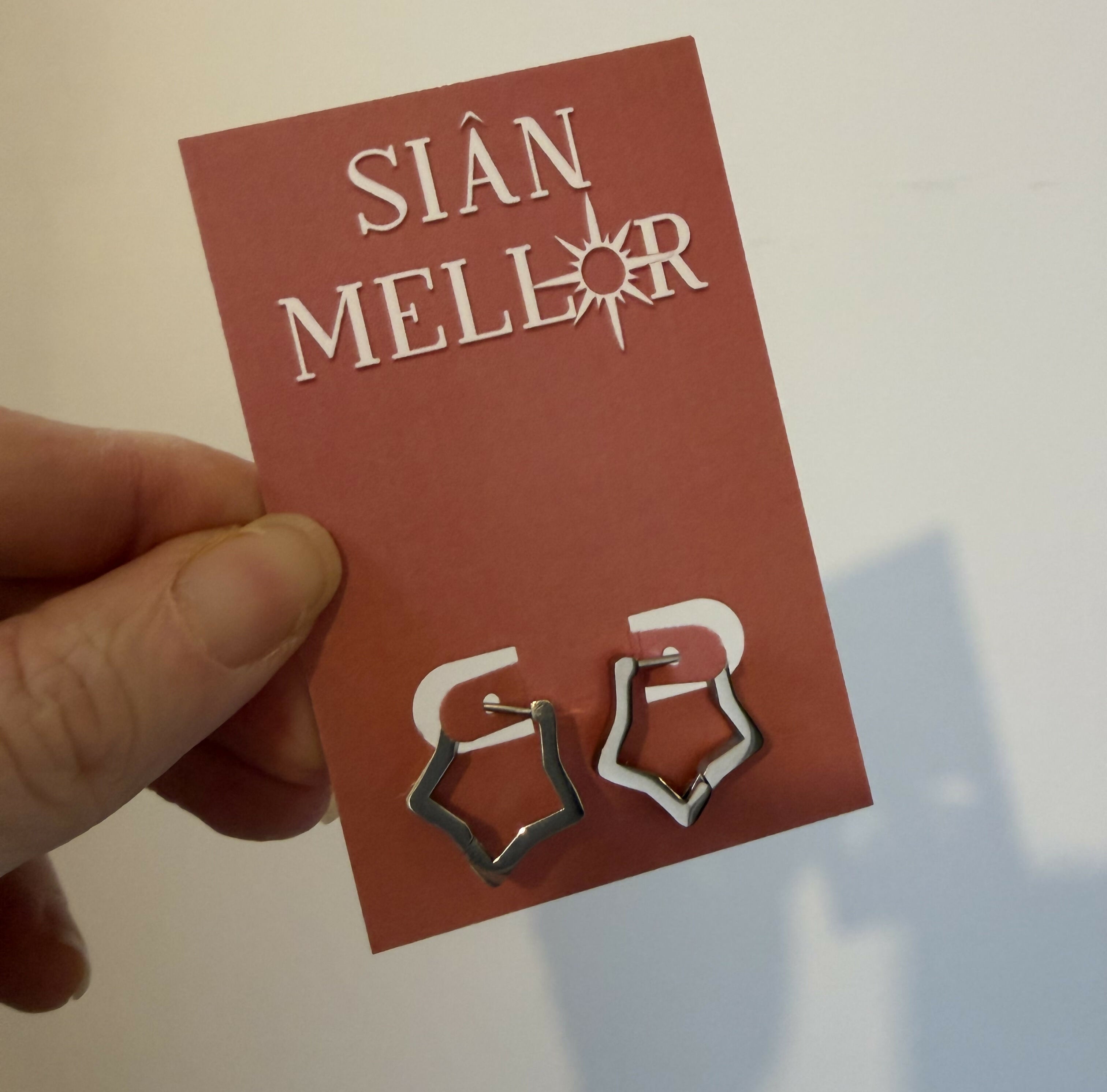 Star Shaped Hoops - Silver