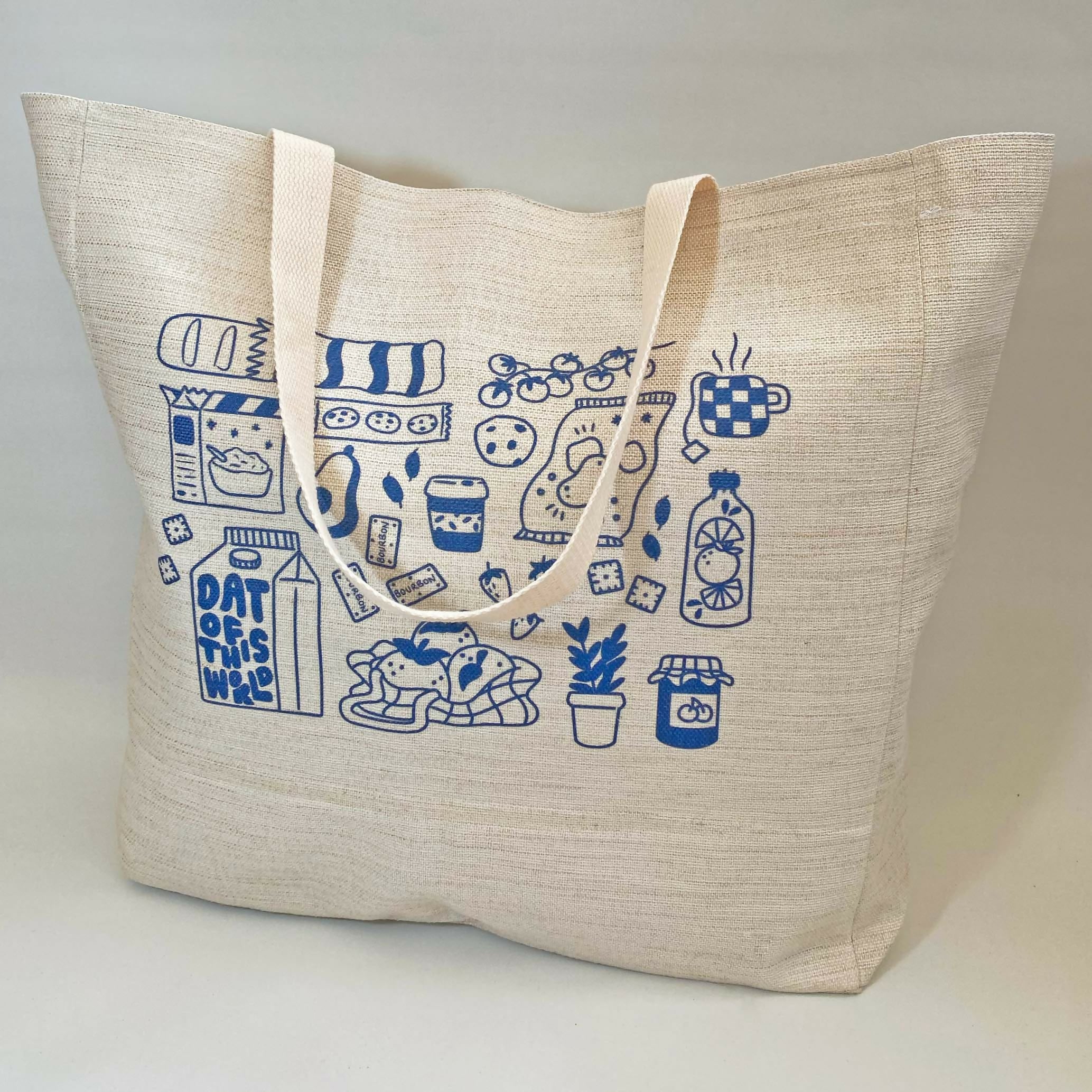 The bag for everything - handprinted, illustrated extra large canvas tote bag