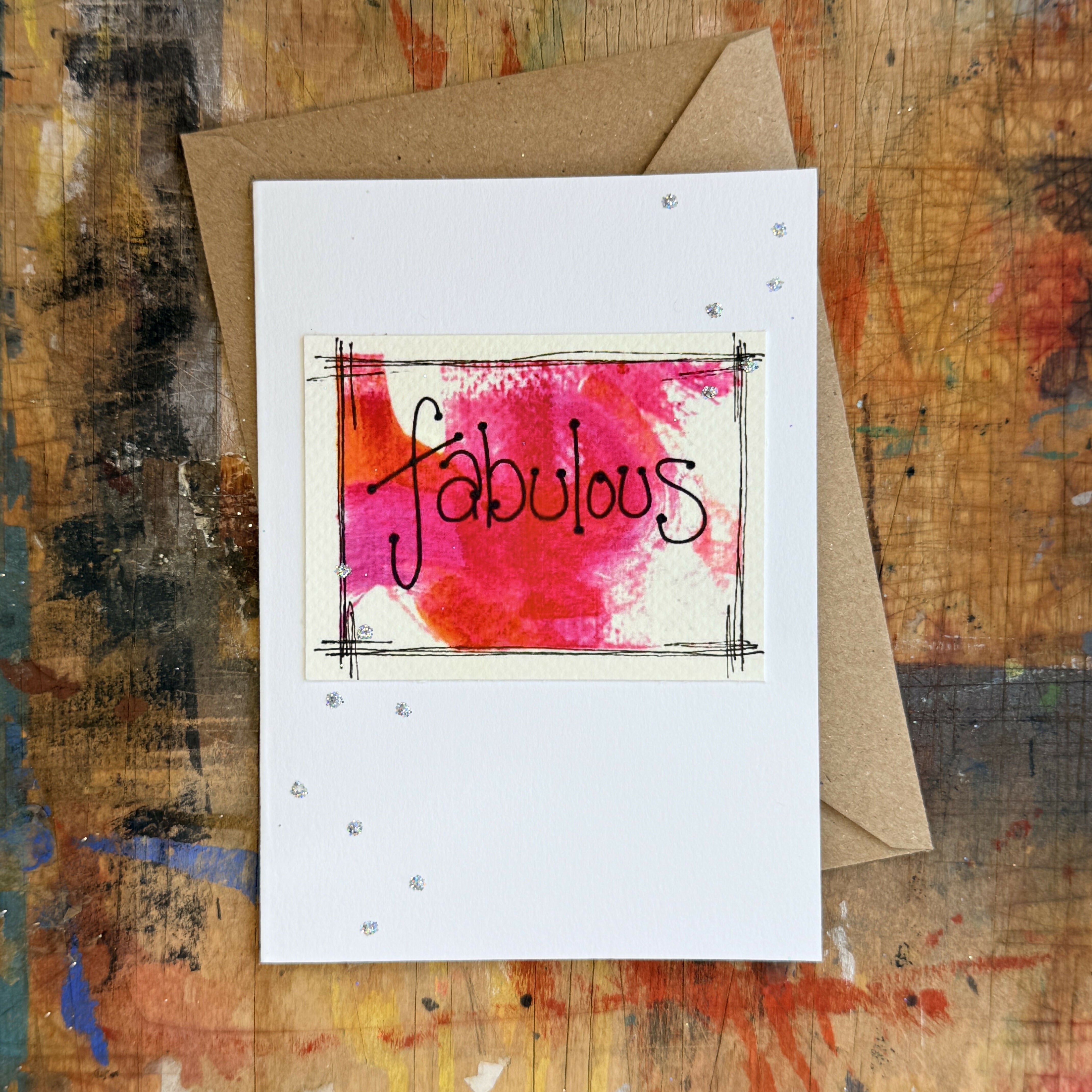 Abstract Fabulous Card in Pink