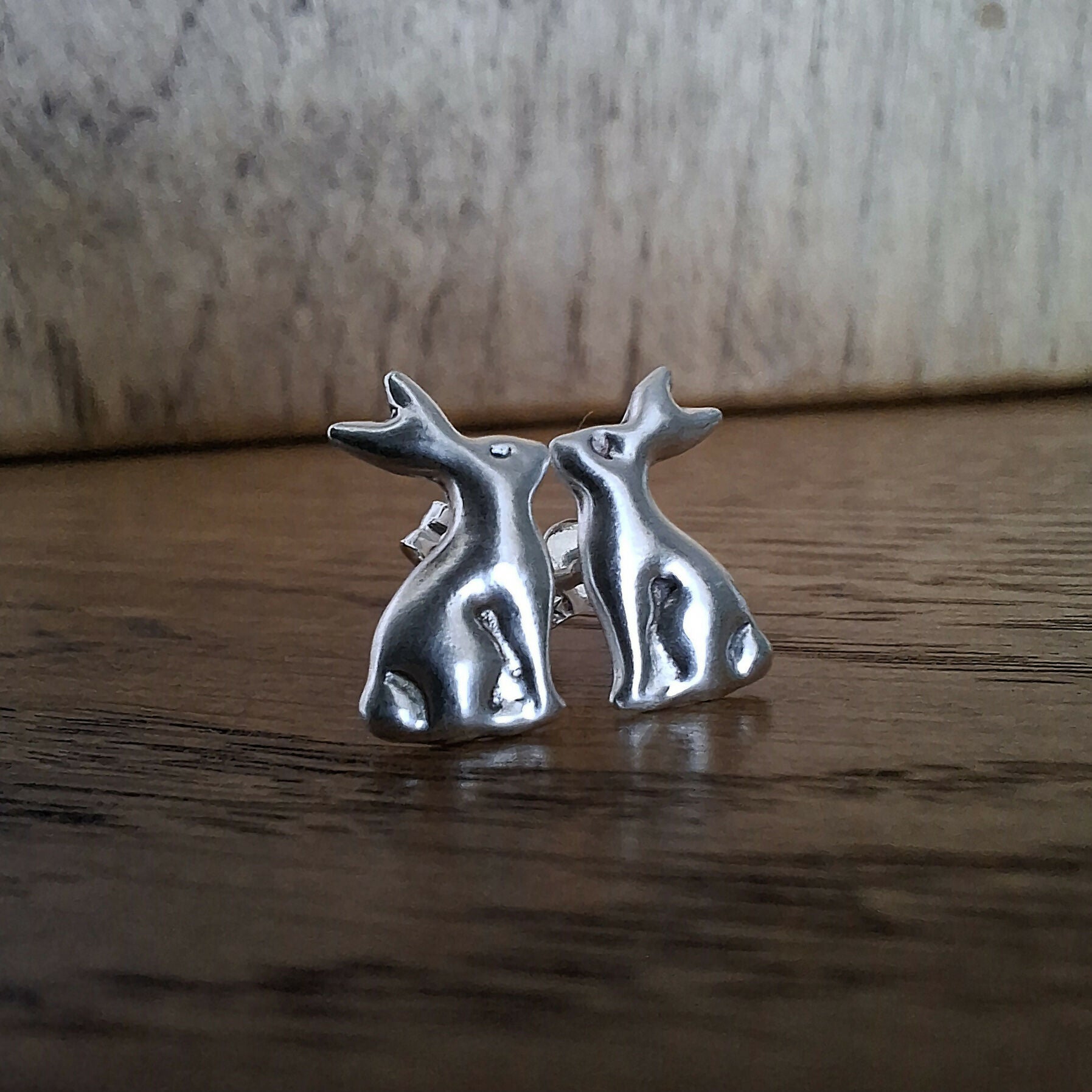 Handmade Silver Hare Studs