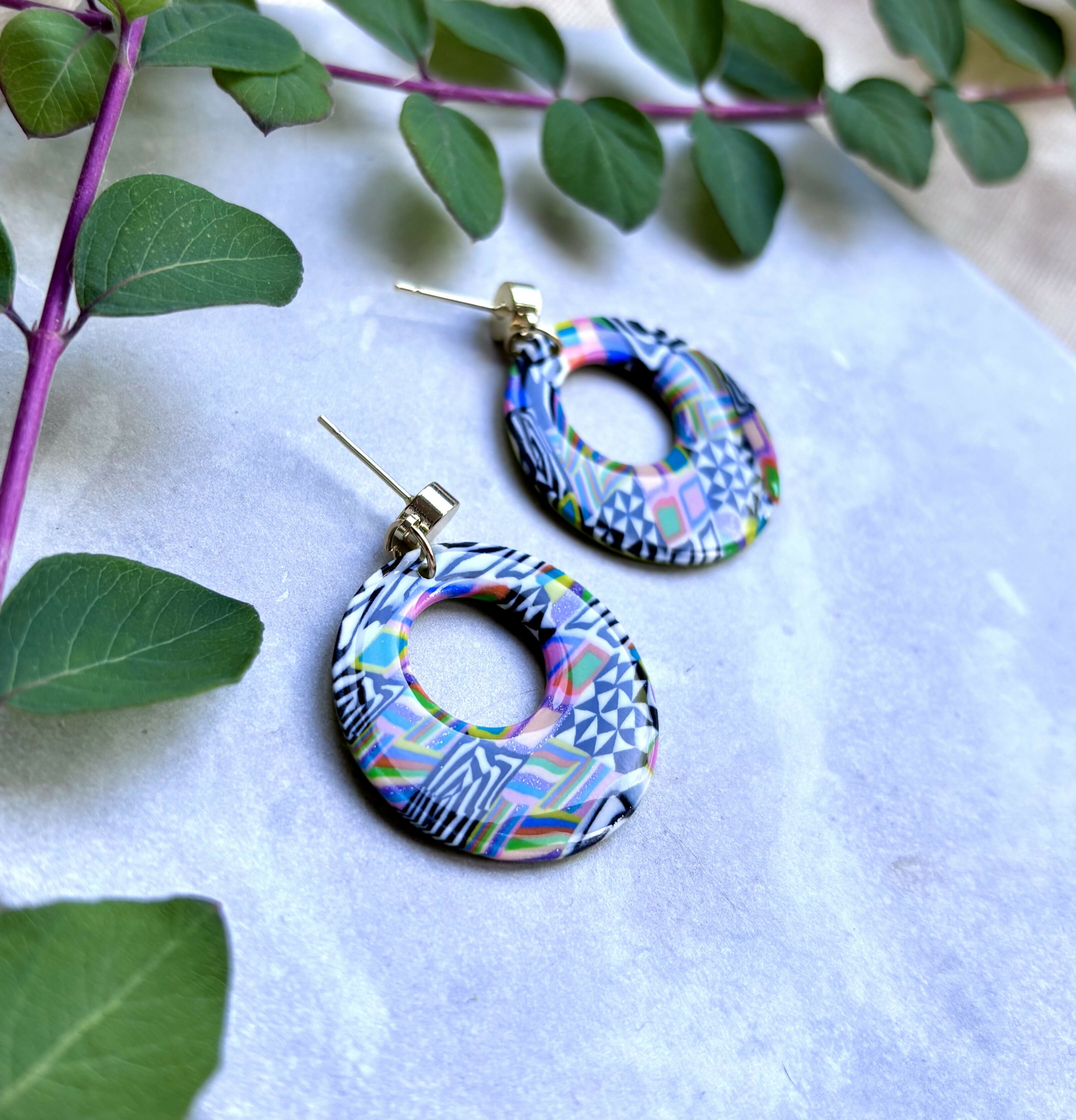 Funky Pattern Collection - Round Polymer Clay Earrings