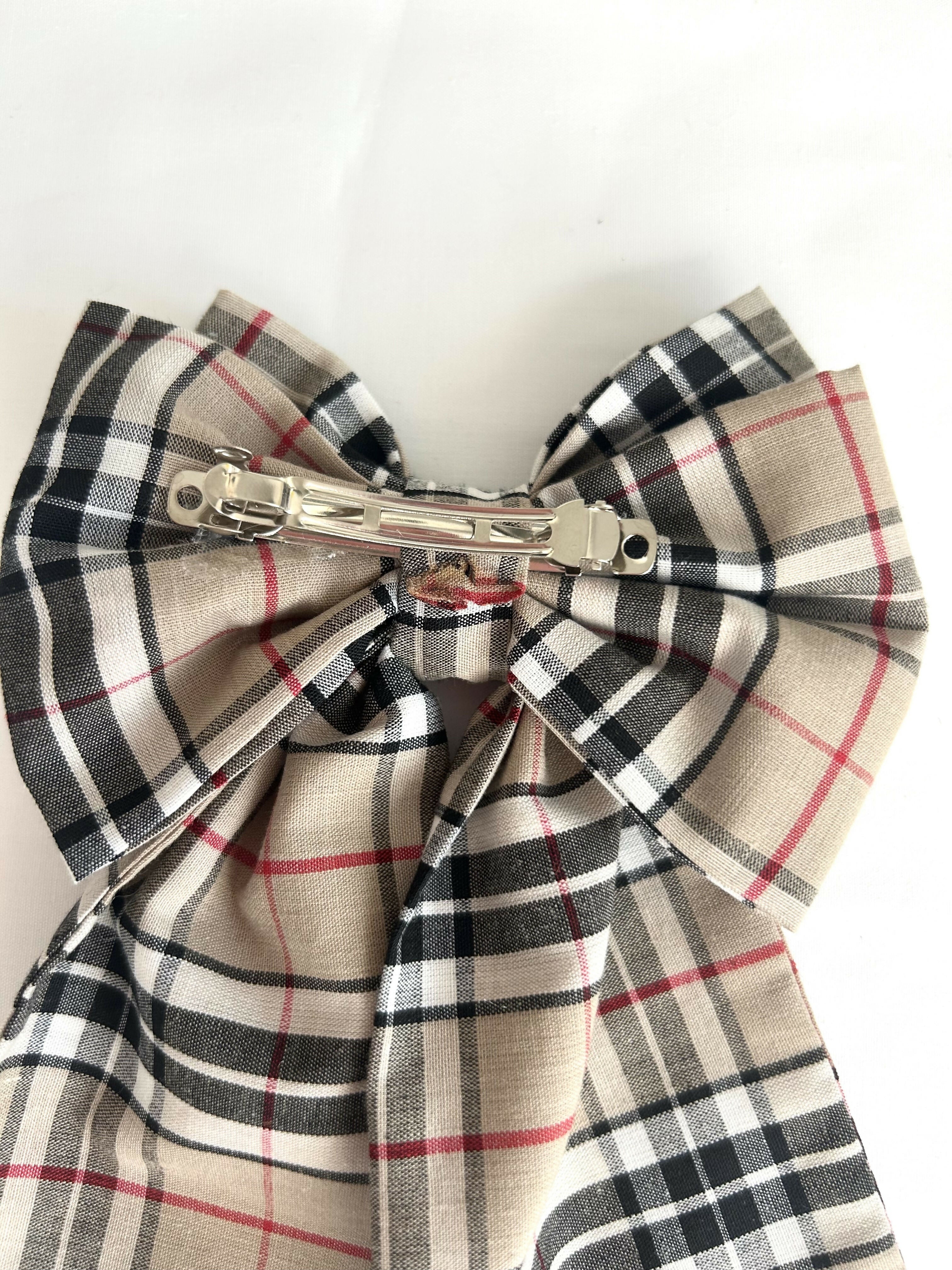 Caramel Tartan Christmas Hair Bow with Barrette Clip