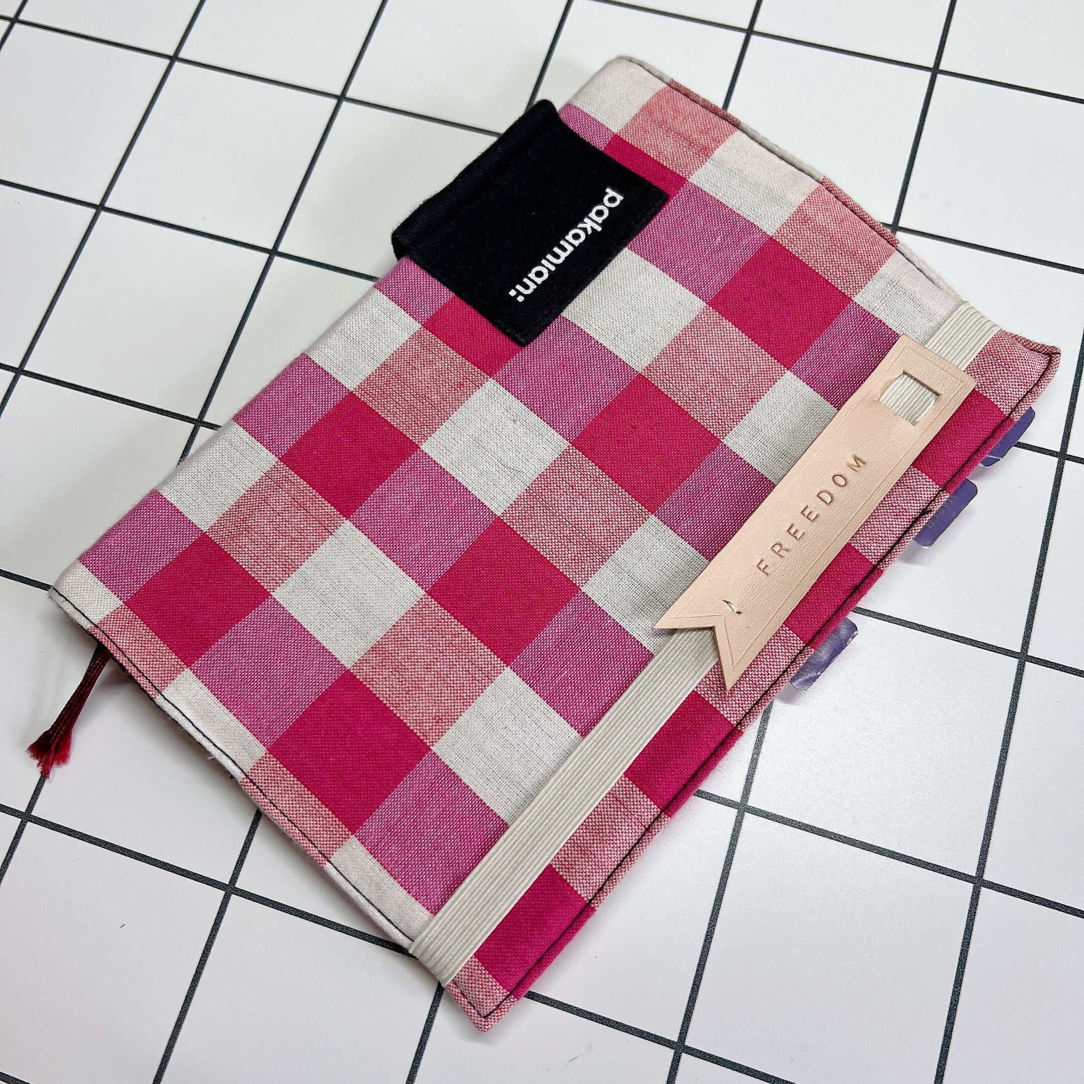 Rubber Strap Leather Elastic Bookmark - THANK YOU