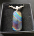 Fused Dichroic Glass Rectangular Pendant With a 925 Silver Chain Necklace (Rainbow Orange)