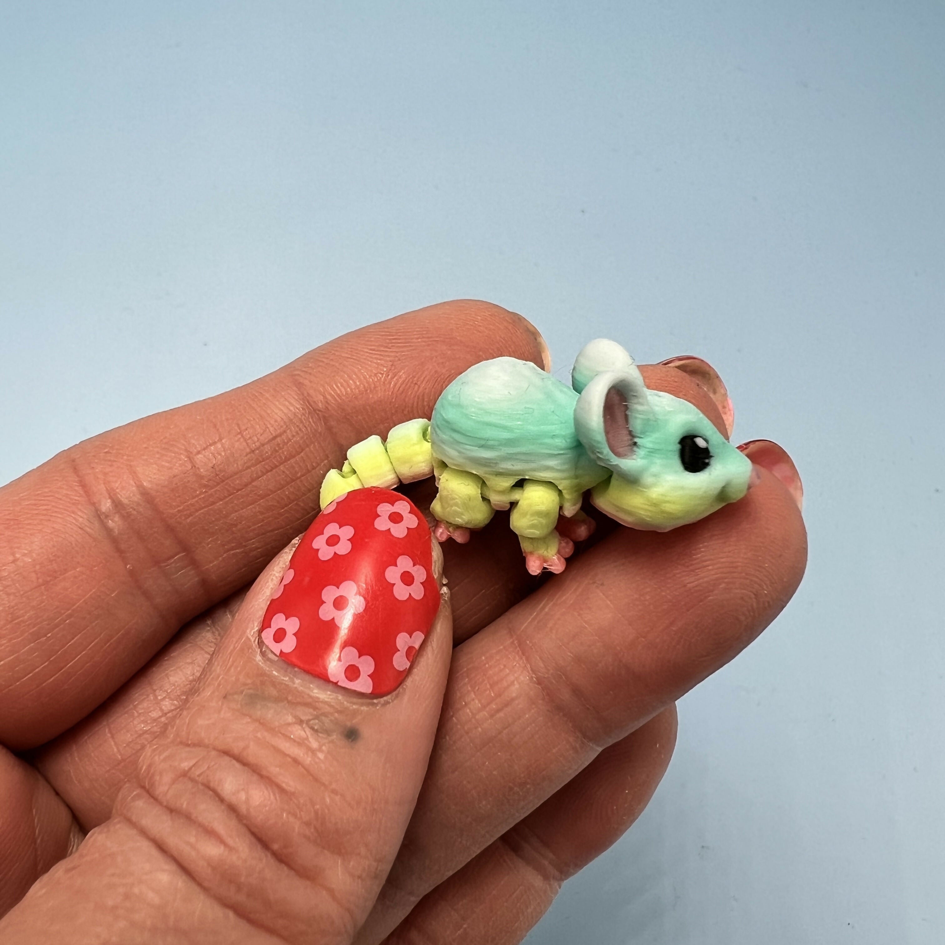 3D Printed Micro Miniatures: Articulated Sensory Fidget Animals friends, Mice, Lamb, Bat, Ferret, Opossum, Raccoon, Otter & Grey Shark 3-5cm