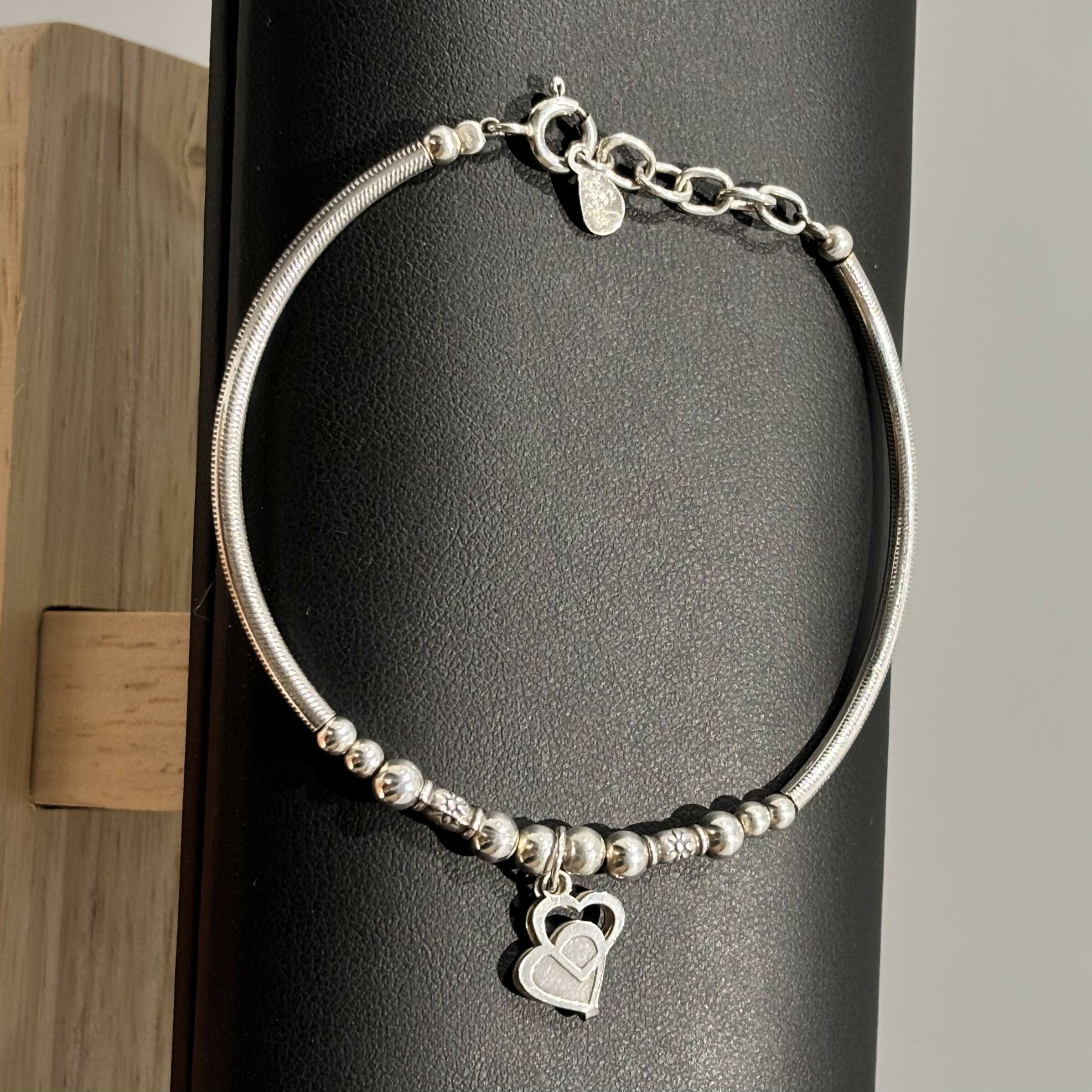 Sterling Silver Double Heart Bracelet
