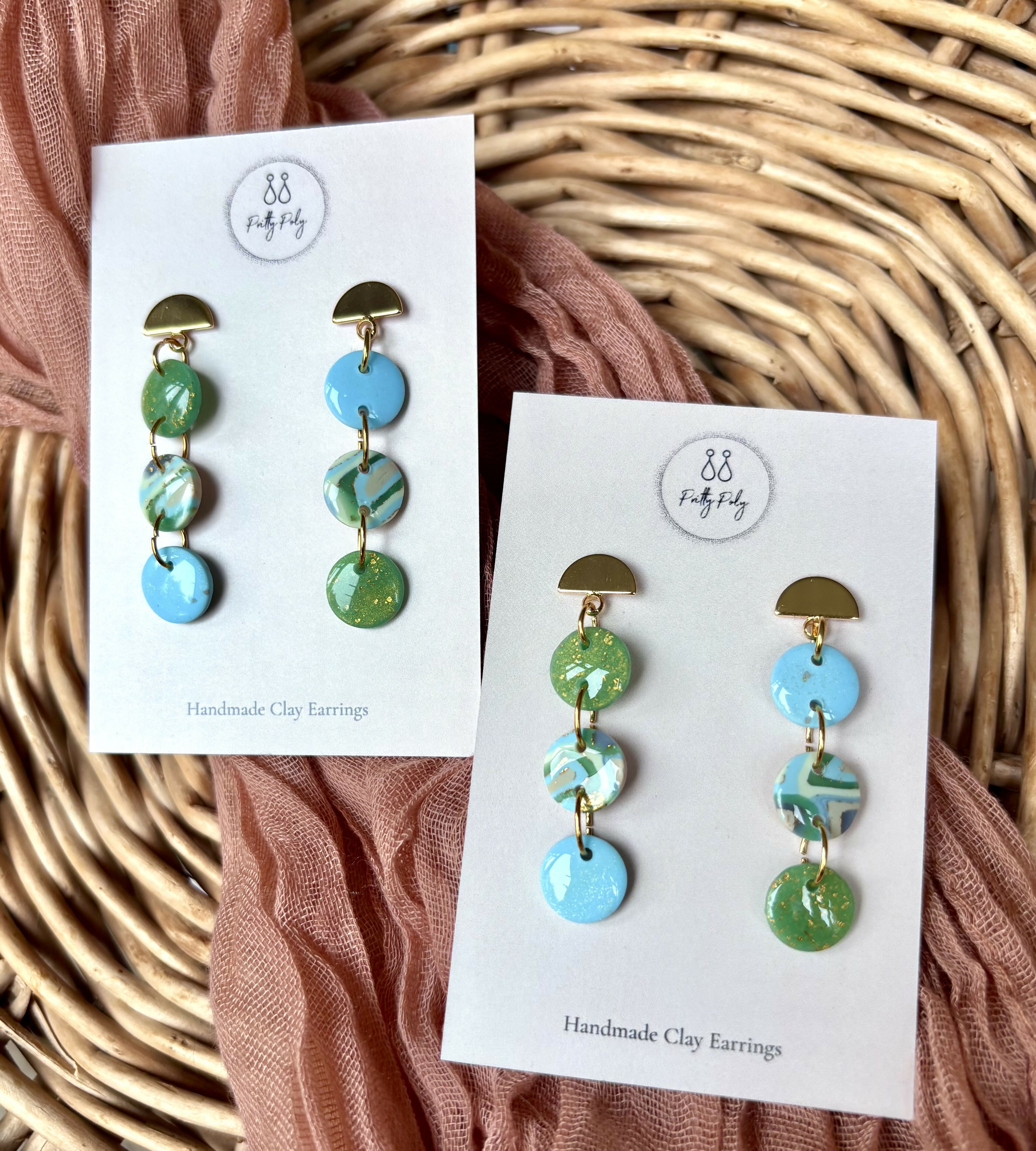 Aqua Collection - Droplet Dangles Polymer Clay Earrings