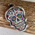 Bright Sugar Skull Keyring, Fabric Sugar Skull Key Ring With Glitter Background, Sparkly Bag Charm, Halloween Gift