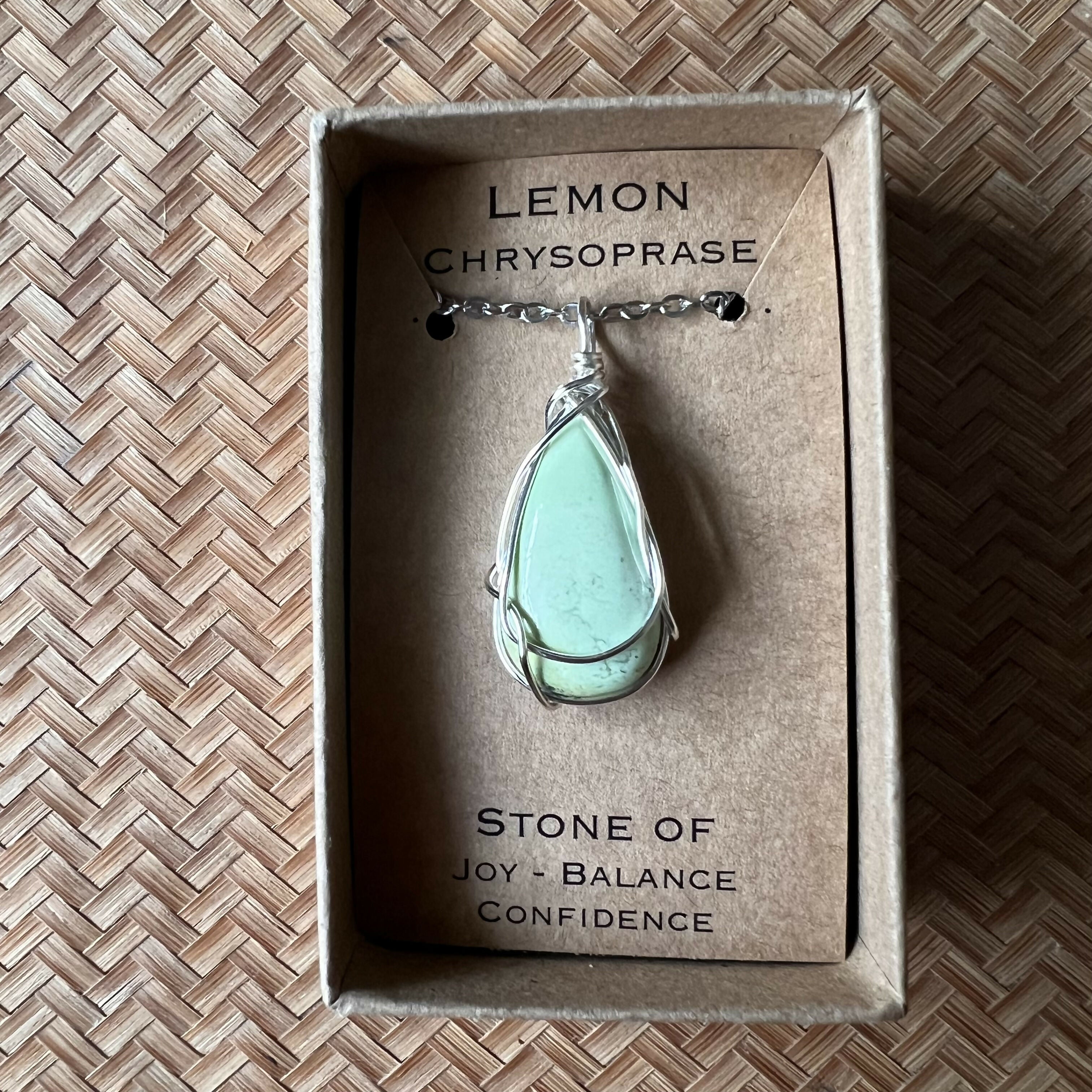 Lemon Chrysoprase Wire Wrapped Pendant