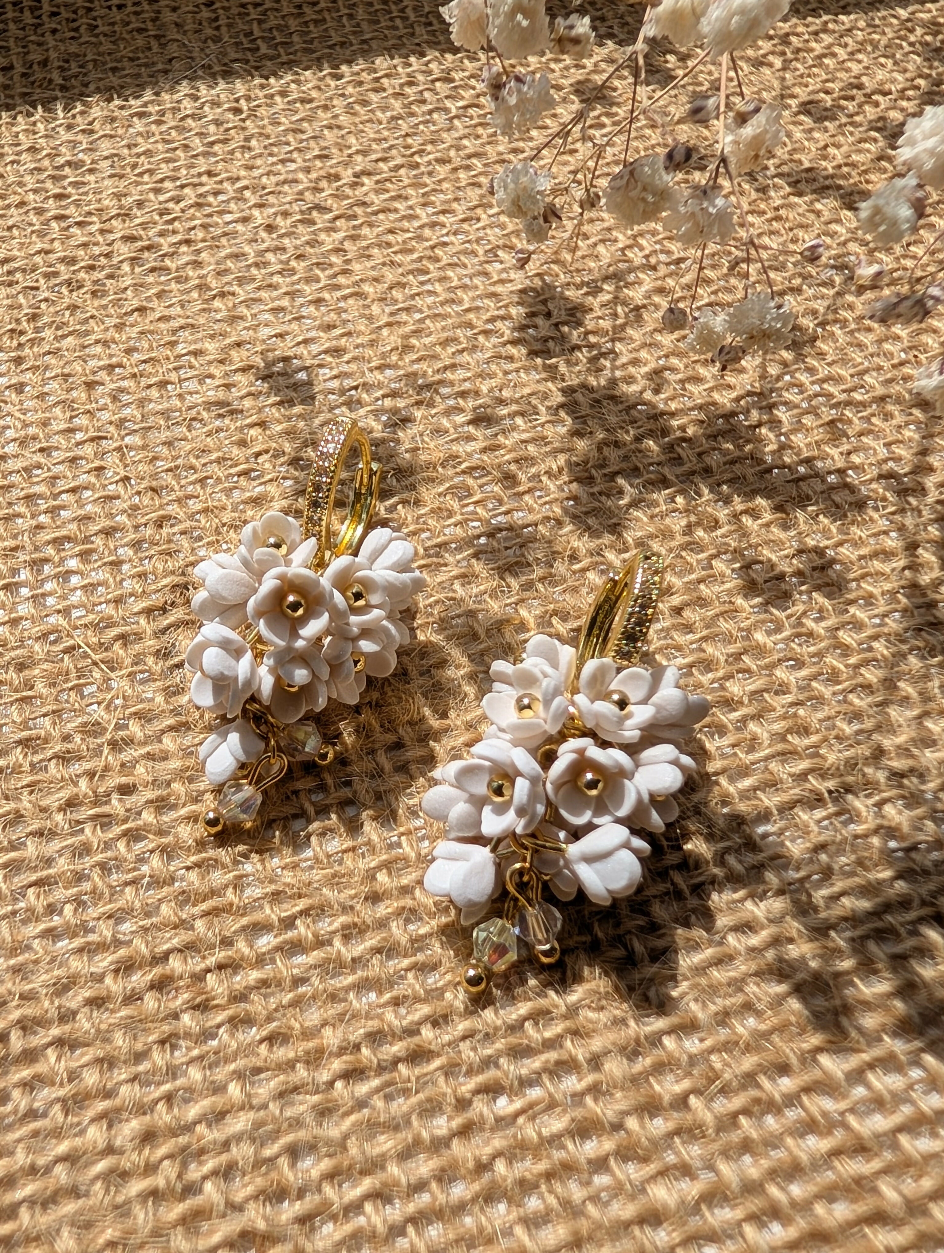 Cascading Flower Drop Earrings with Mini Floral Clusters
