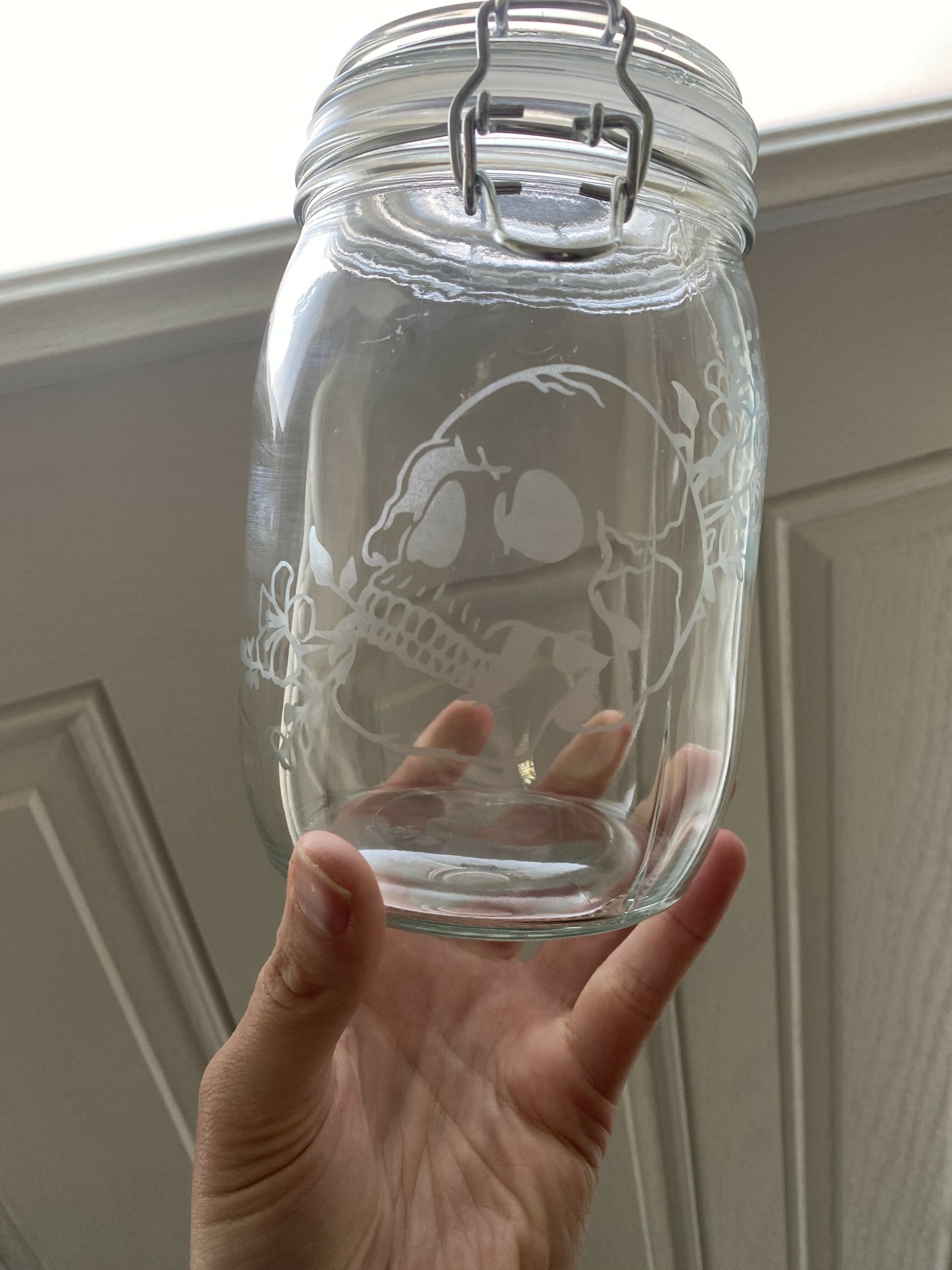 Etched Glads Jar With Clip Lid