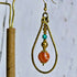 Gold Wire Crystal Earrings; Turquoise & Orange Agate Bohemian Teardrop Earrings