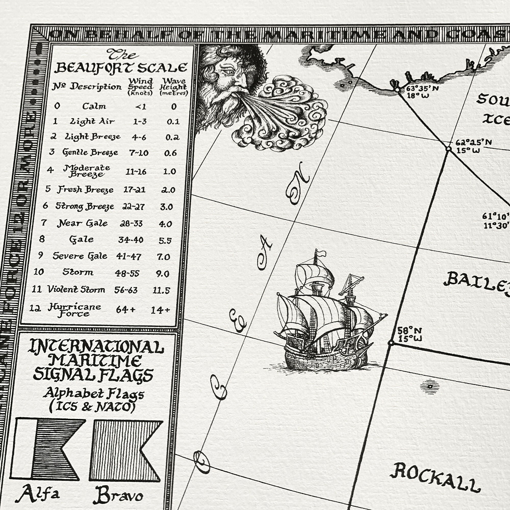 Shipping Forecast Map Hand Drawn Art Print