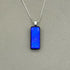 Cobalt Blue Dichroic Fused Glass Pendant with Silver Plated Chain - Handmade by Jade Tapson Glass.