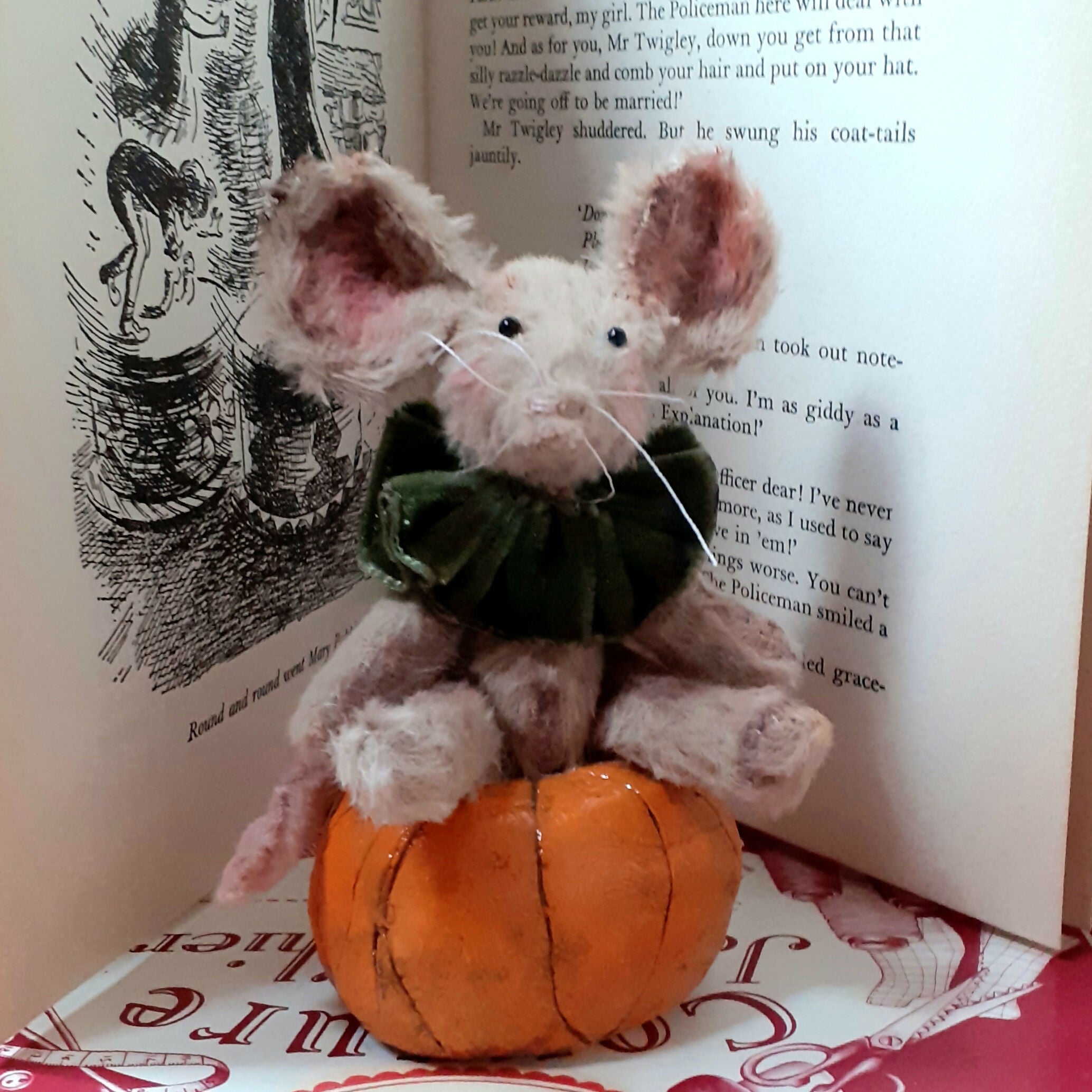 Miniature Mouse On Pumpkin Ornament