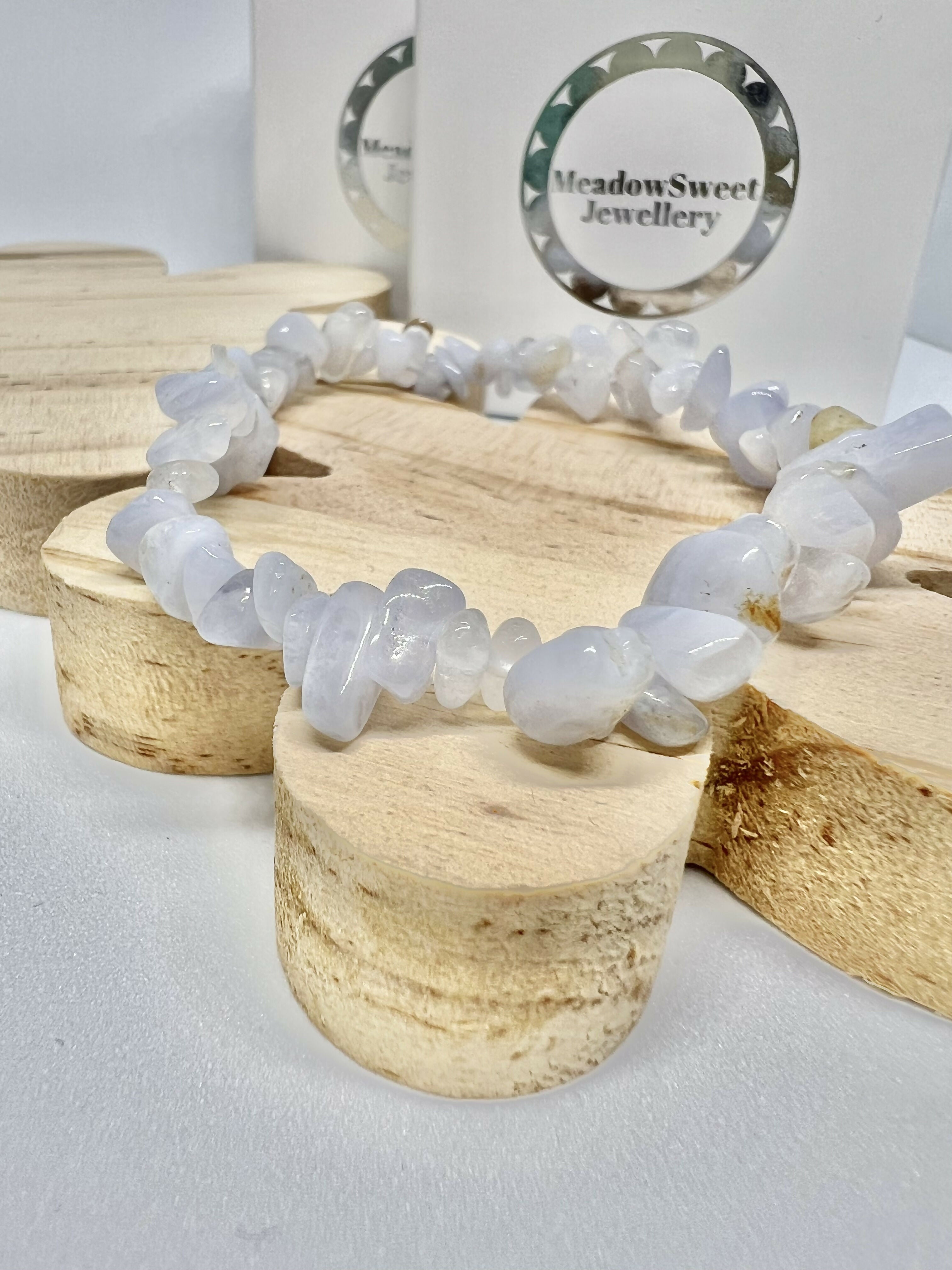 Blue lace agate chip bracelet