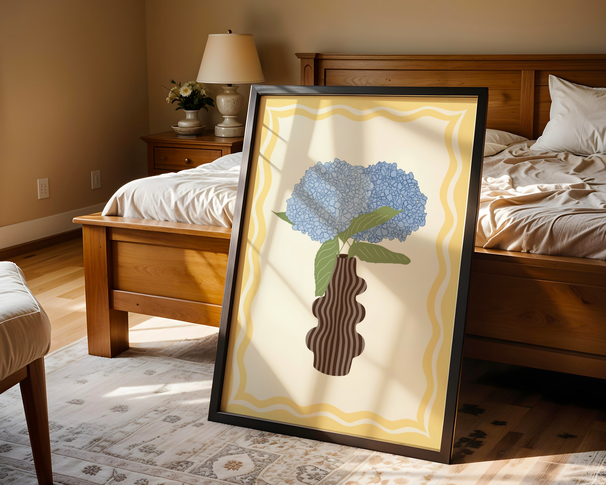 Blue Hydrangea Flower Vase Print
