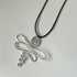 Silver Dragonfly Spiral Pendant Black Cord Necklace