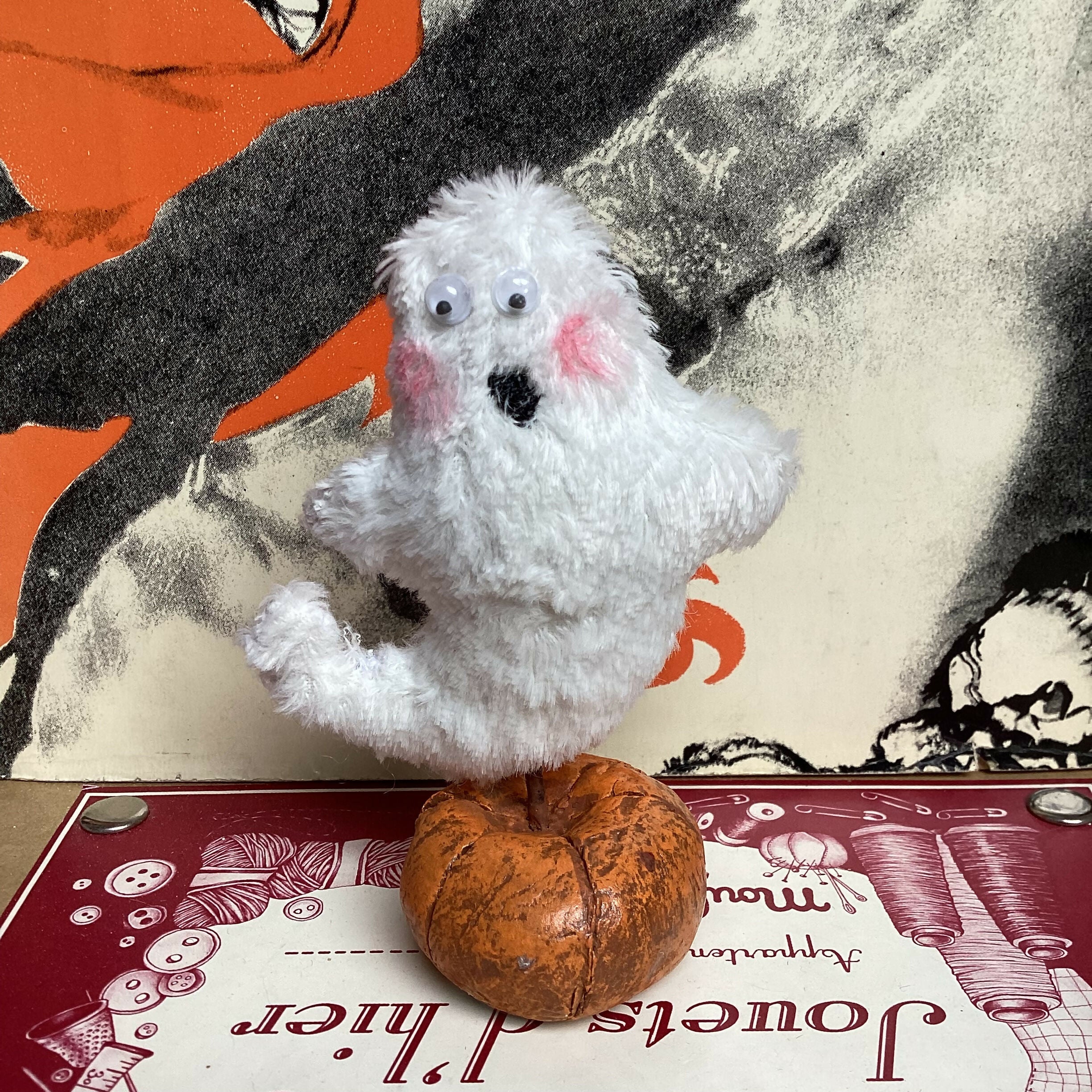 Ghost On Pumpkin Ornament