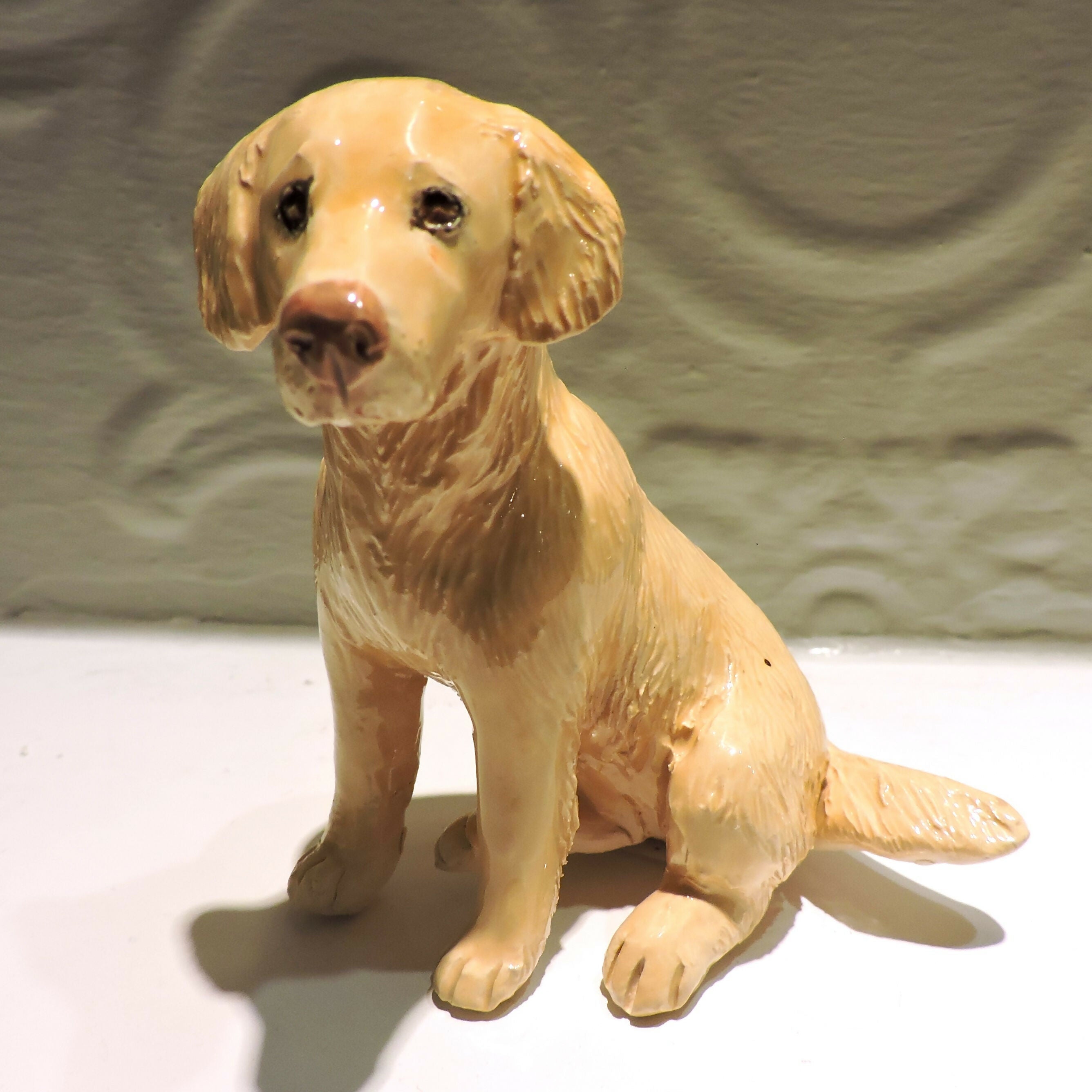 Ceramic Golden retriever dog sculpture