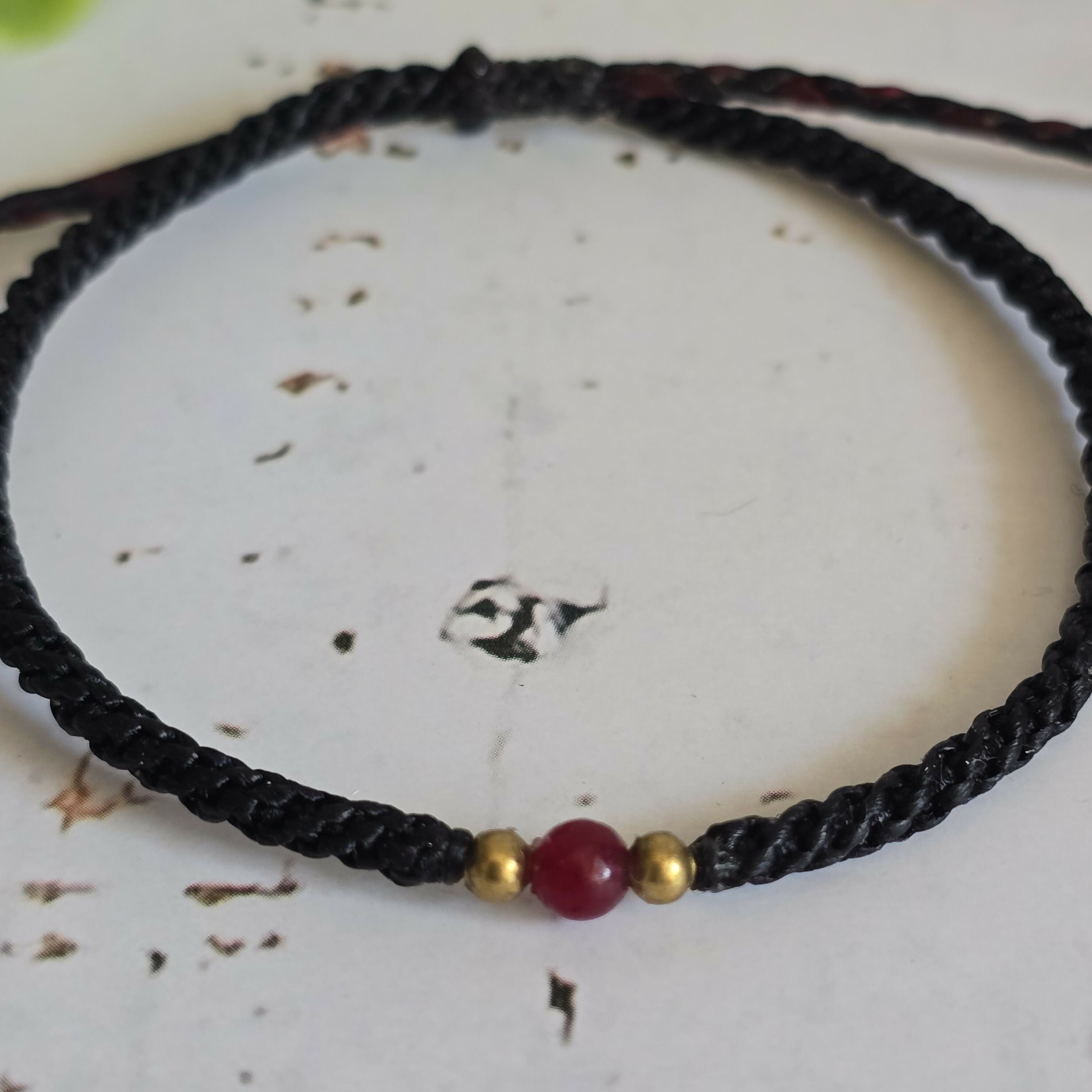 Rubellite Birthstone Bracelet; Single Crystal Macrame Adjustible July Gift Bracelet