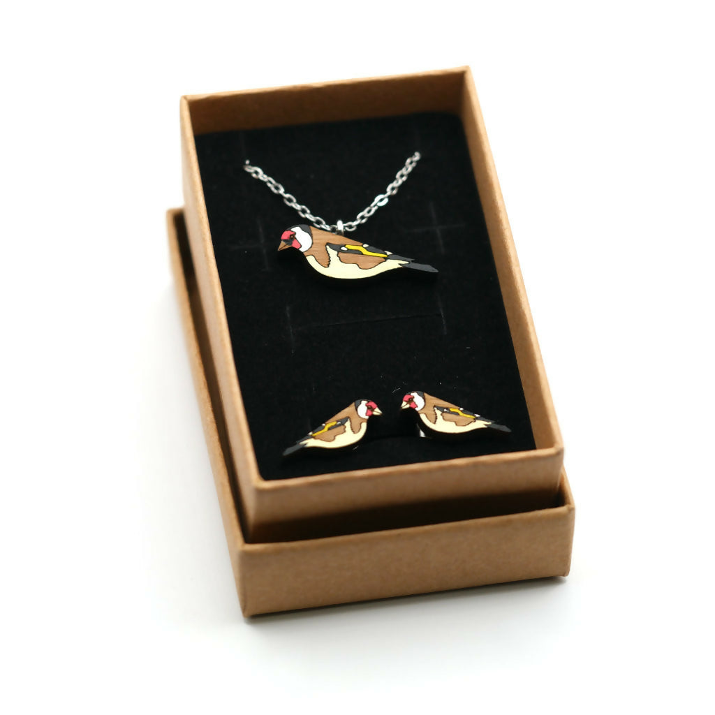Goldfinches Necklace and Stud Earrings Set