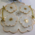 GOLD HANDLE SERVING TRAY HANDMADE FLOWER SET WITH COASTERS