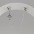 Tiny Star Cubic Zirconia Silver Double Chain Earrring on Silver Plated Ball Stud