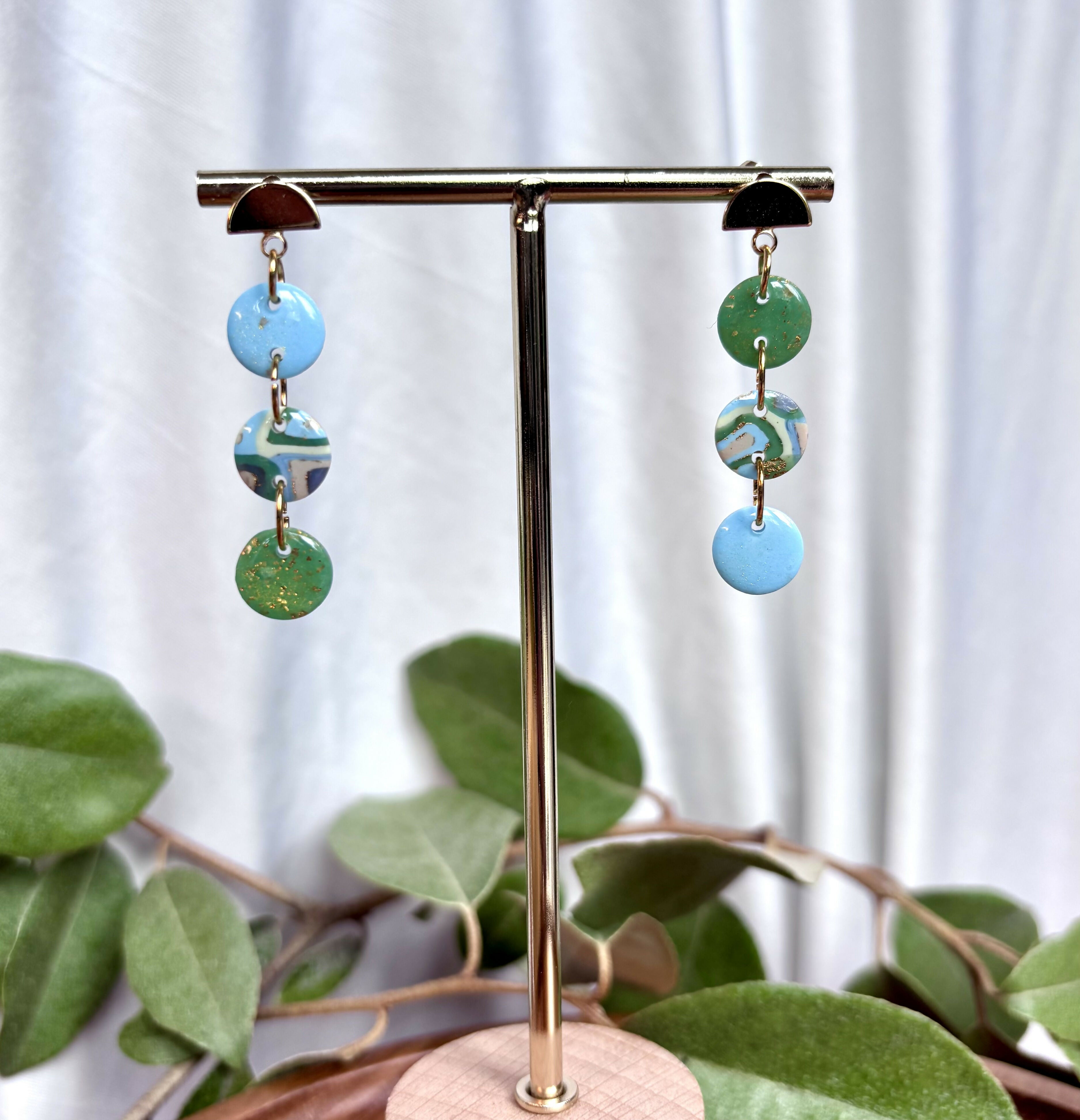Aqua Collection - Droplet Dangles Polymer Clay Earrings