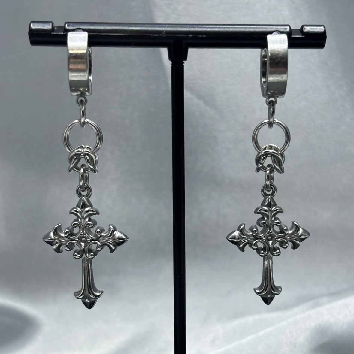 Chainmail Cross Earrings