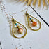 Gold Wire Crystal Earrings; Turquoise & Orange Agate Bohemian Teardrop Earrings