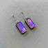 Pink & Purple Flower Dichroic Fused Glass Dangle Sterling Silver Earrings - Handmade by Jade Tapson Glass.