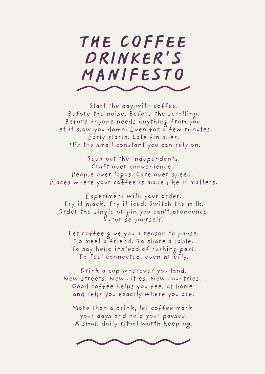 Coffee Drinker's Manifesto A5 Art Print