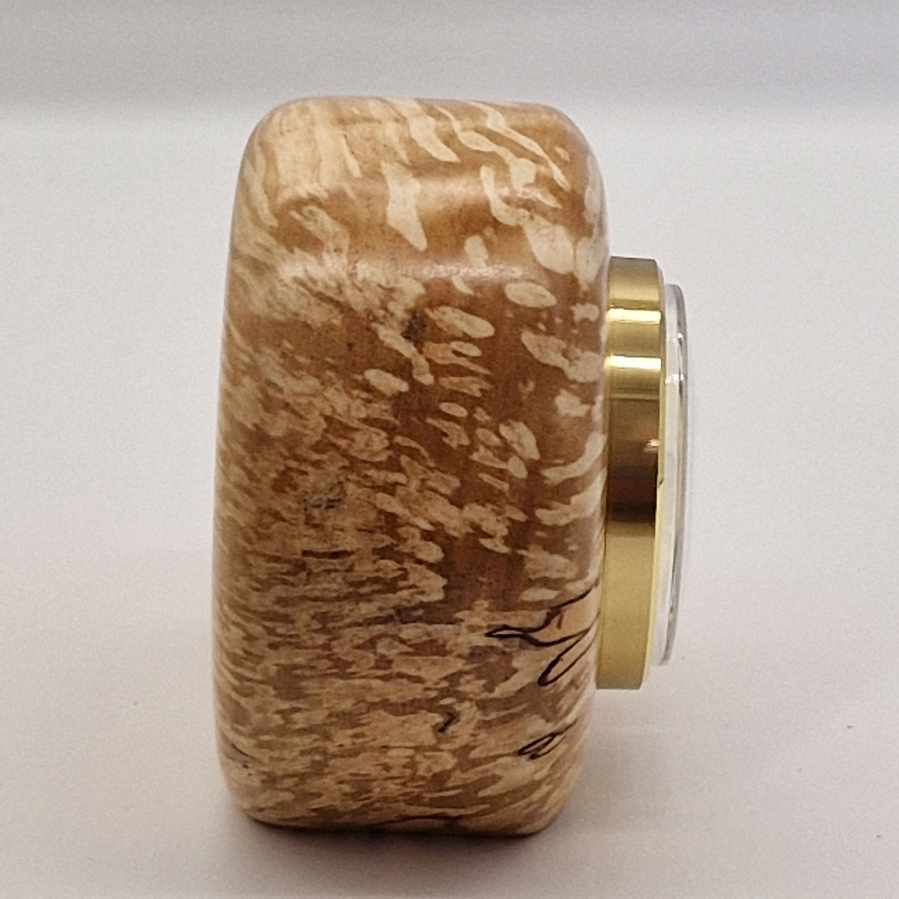 Small Hand Turned Mantle Clock made from Silver Birch Wood