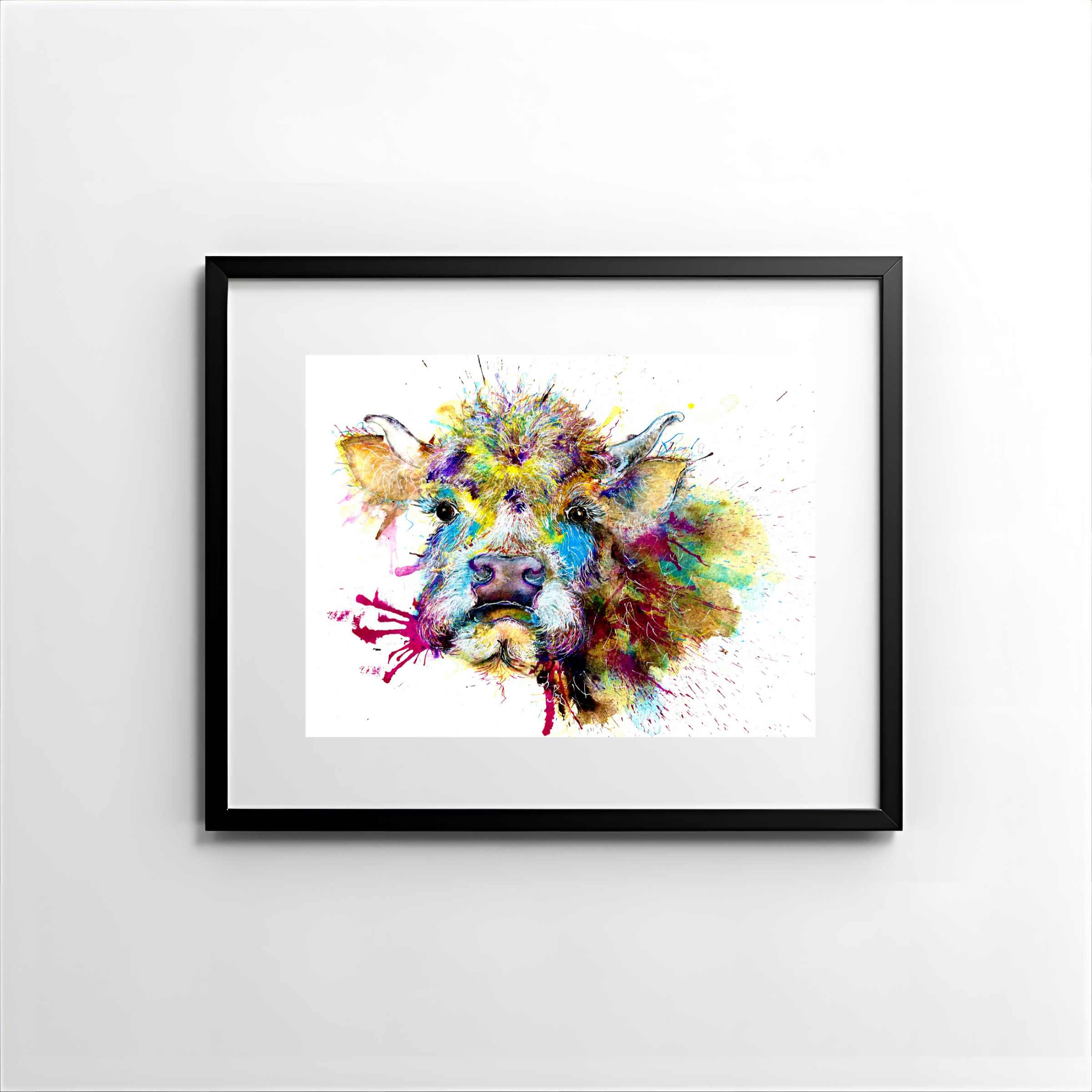 FINE ART PRINT OF BORIS THE BABY HIGHLAND COW, PART OF THE 'ANIMAL ART COLLECTION'