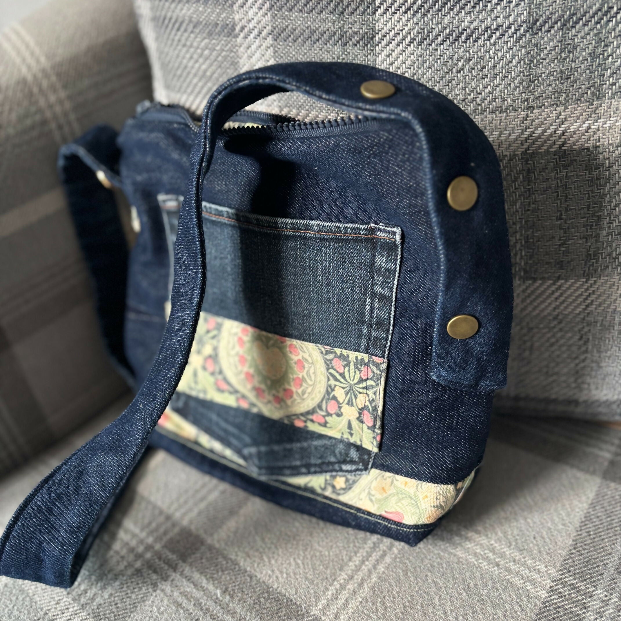 Unique Bag Handbag Made From Upcycled Jeans With Adjustable Handle