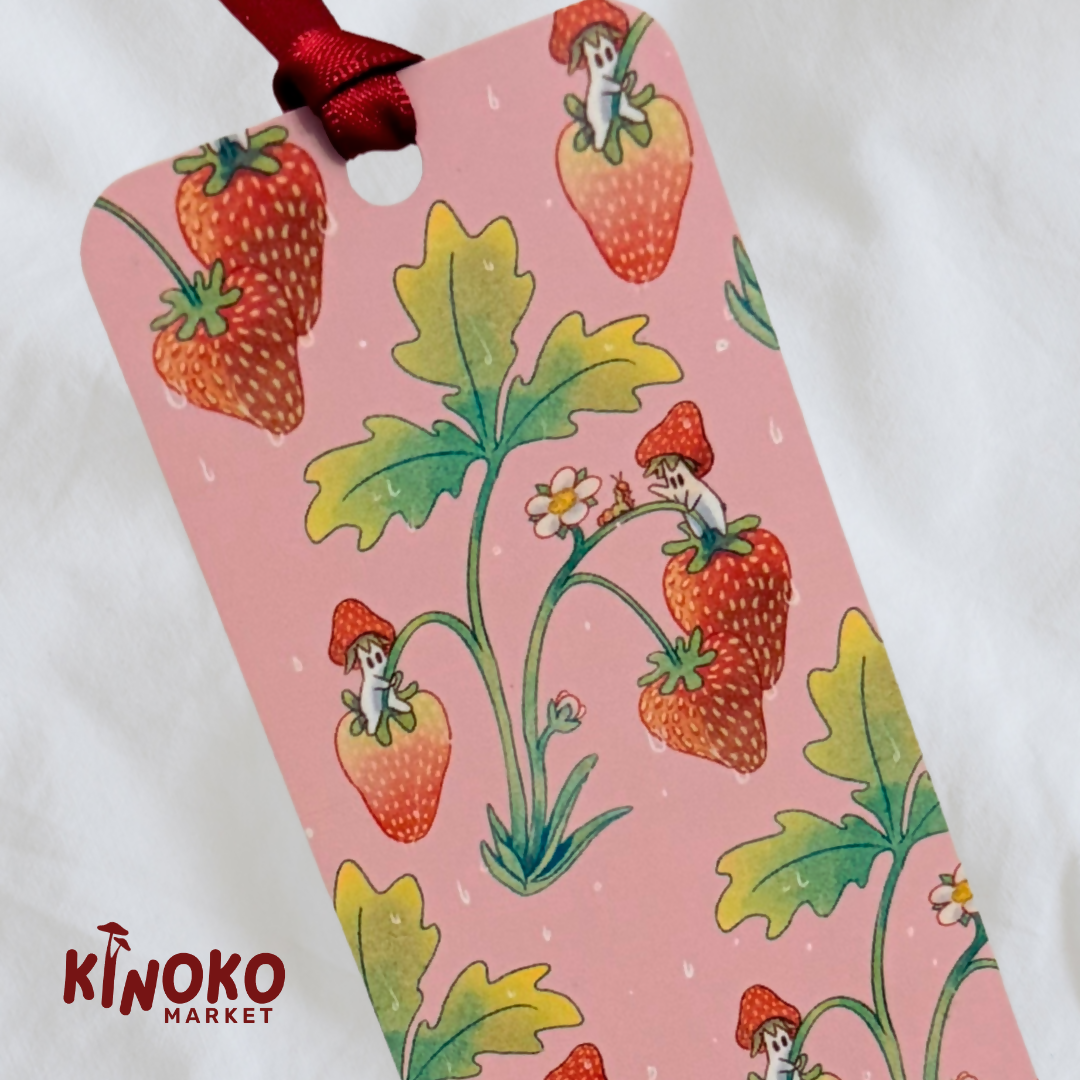 Strawberry Pink Mushroom Bookmark