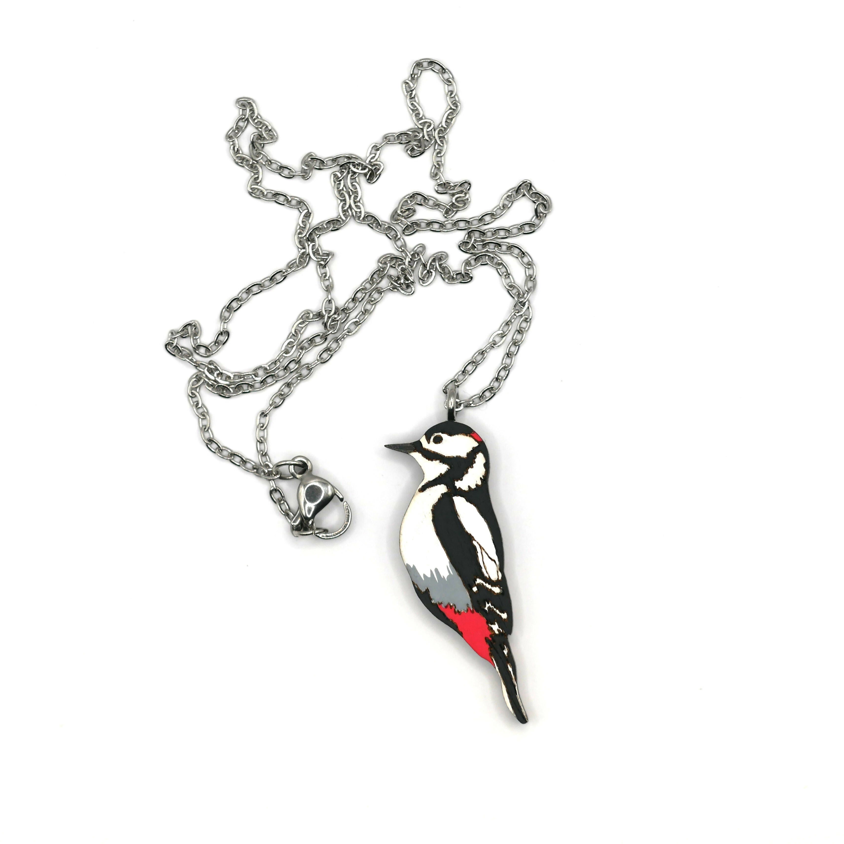 Spotted Woodpeckers Necklace and Stud Earrings Set